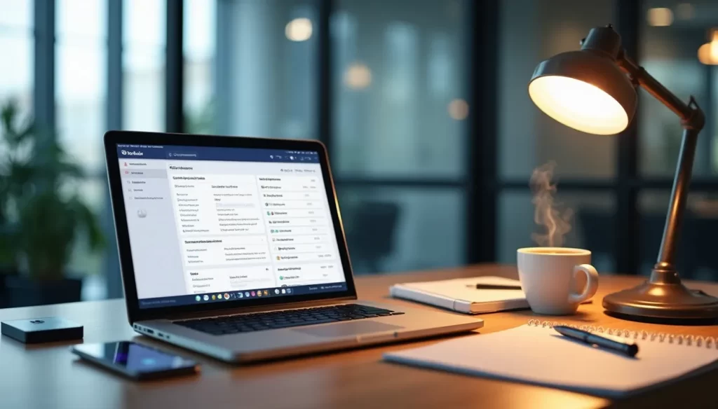 Laptop displaying email marketing analytics and website performance data for a small business.